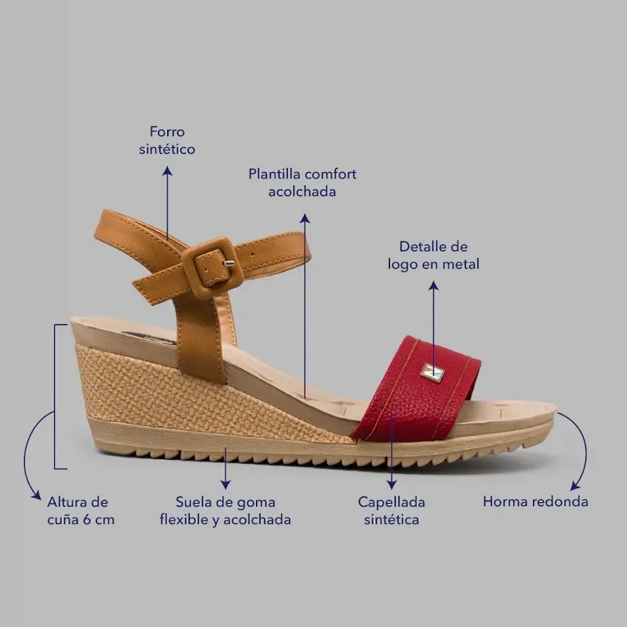 Sandalias Natural Celian Multi Red para Dama