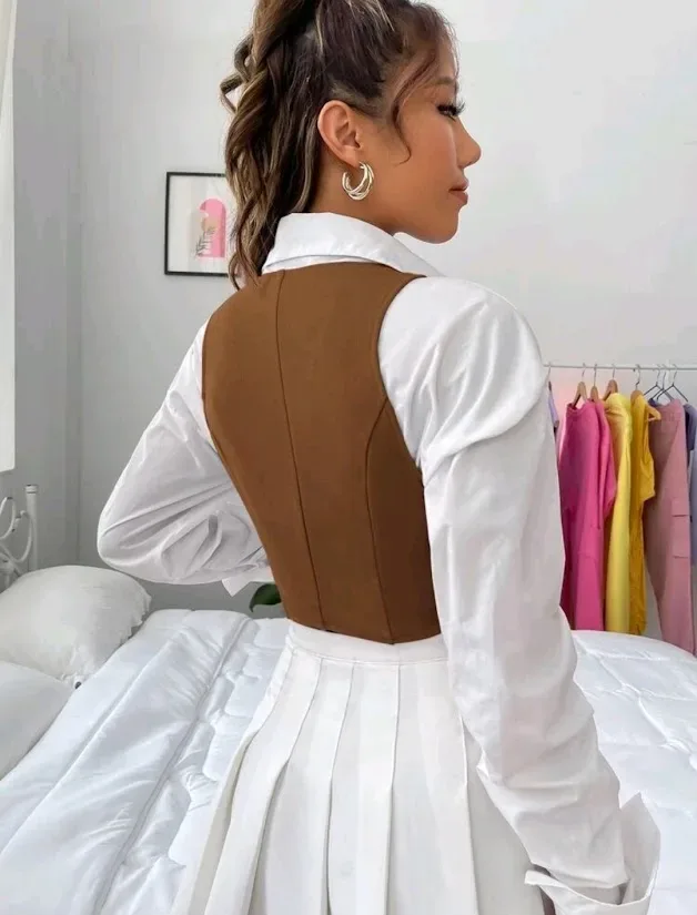 Chaleco para dama color cafe