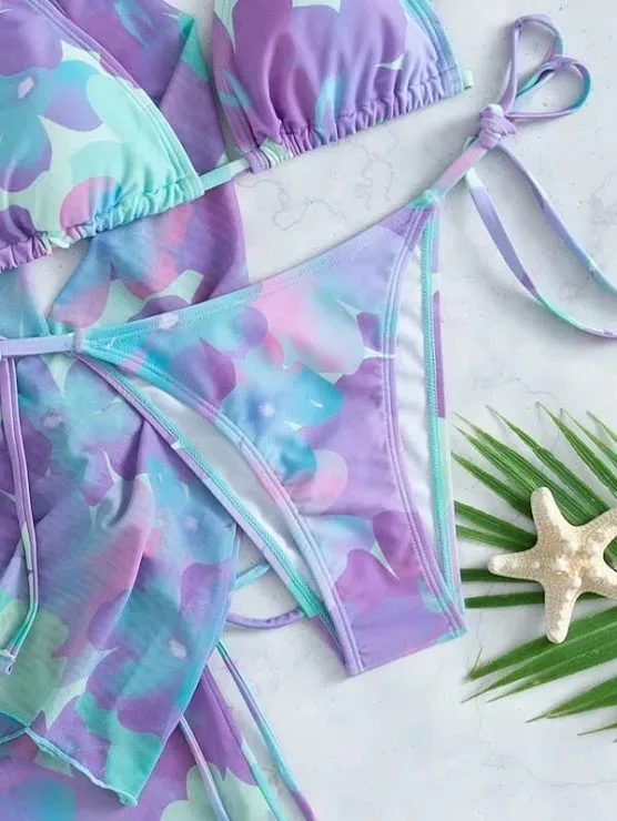 Vestido de baño para dama con diseño acuarela