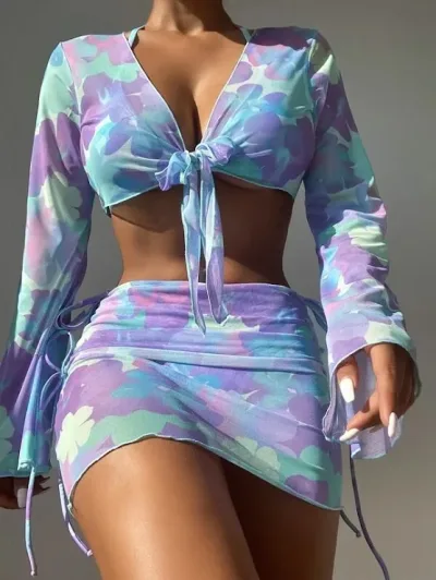 Vestido de baño para dama con diseño acuarela