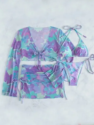 Vestido de baño para dama con diseño acuarela