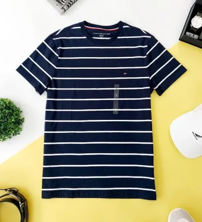 Camiseta Tommy Hilfiger para caballero, color azul con rayas blancas