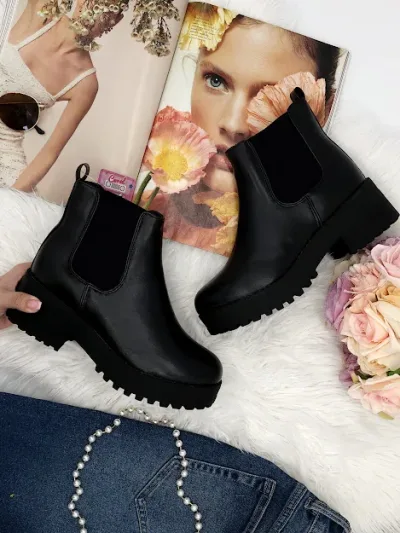 Botines Coral  Dama color negro estilo Grunchy 4