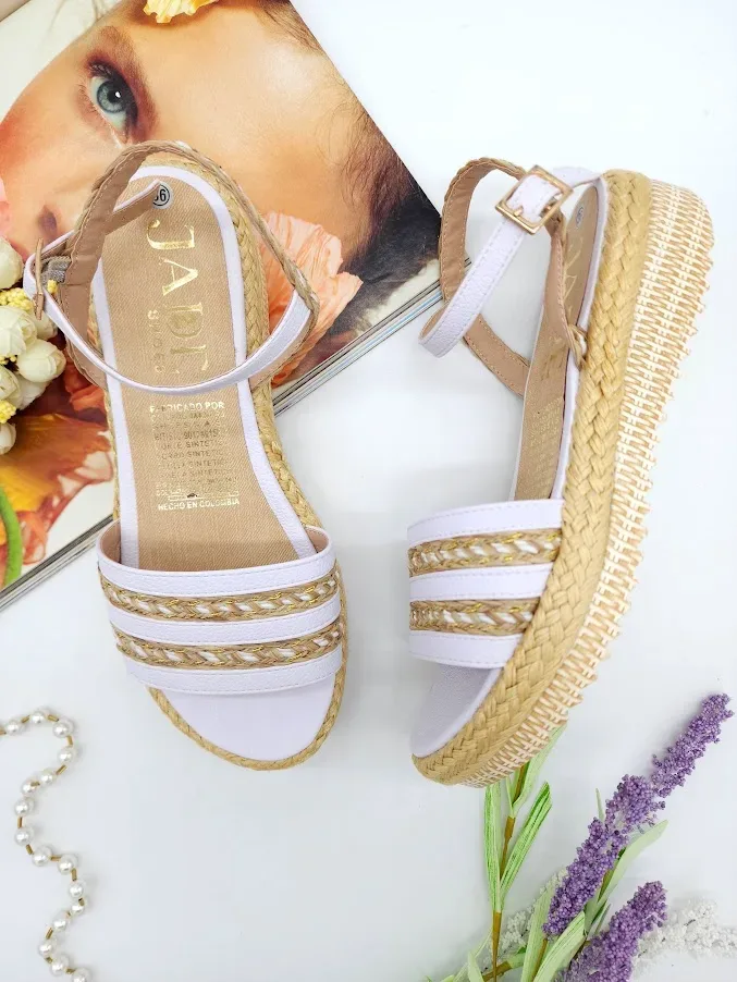 Sandalias Jade para Dama Blanco Yute VT 35