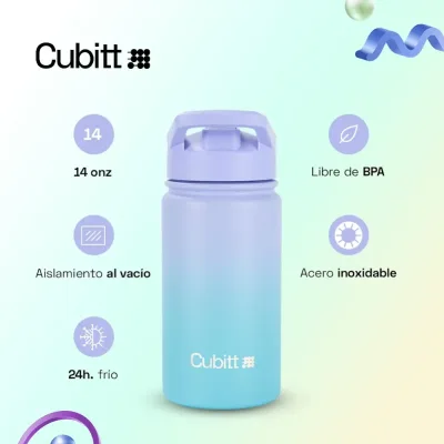 Termo Cubitt Jr CTBJ-43 COLOR LILA CON TURQUESA