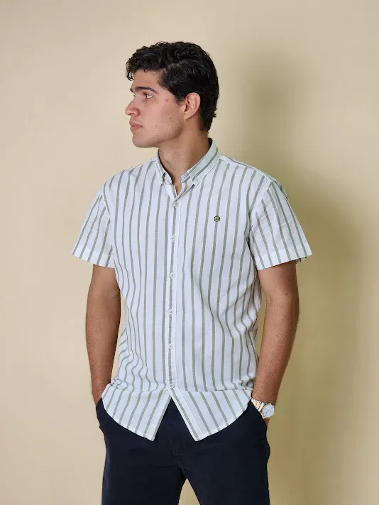 Camisa Hummer para caballero H252003-80 RAYAS VERDES