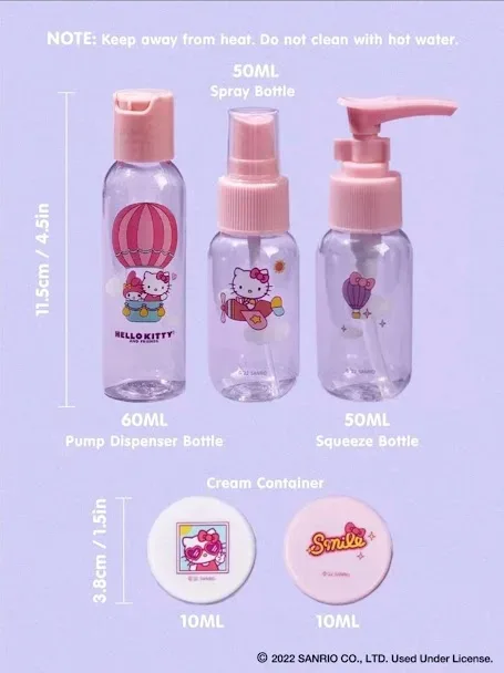 Set de equipo de viaje con diseño de Hello Kitty color rosa
