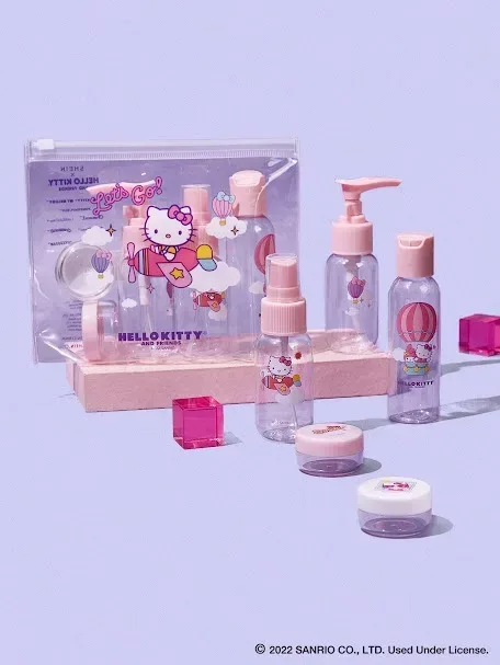 Set de equipo de viaje con diseño de Hello Kitty color rosa