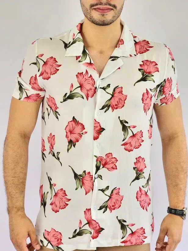 Camisa Touch and Go color blanco con diseño floral