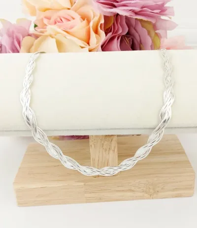 Collar para dama plata 925 diseño trenzado