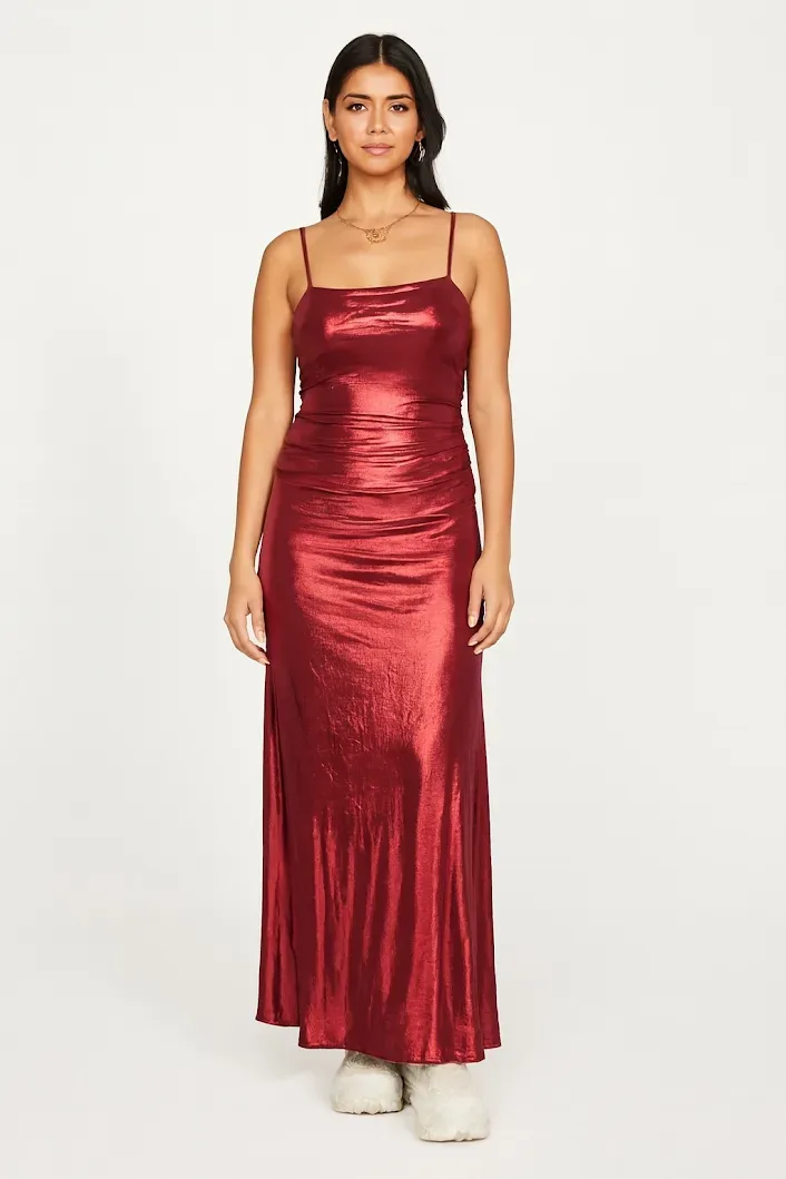 Vestido elegante taba 0-05 color rojo satin