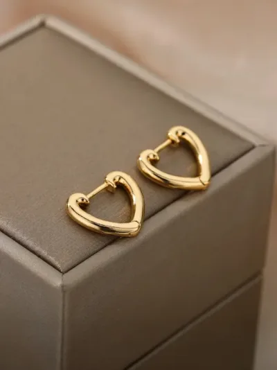 Argollas cobre diseño de corazón #COLOR DORADO