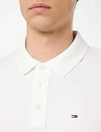 Camiseta Tommy Hilfiger Slim Fit para caballero color blanco, De tres botones, Slim Fit