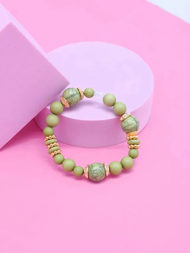 Pulsera para Dama con perlas verdes