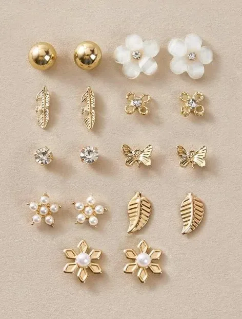 Set de aretes para dama color dorado