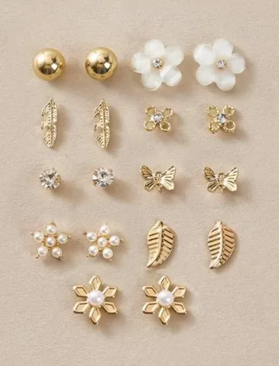 Set de aretes para dama color dorado