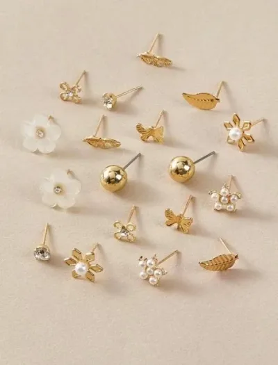 Set de aretes para dama color dorado