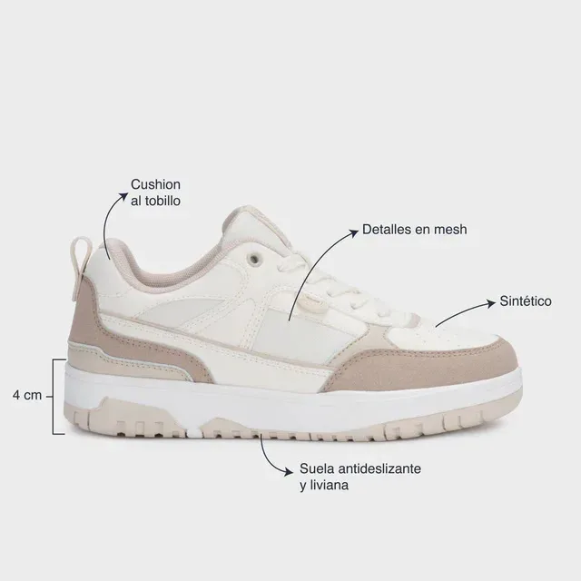 Tenis Coral Massimo Cream para dama