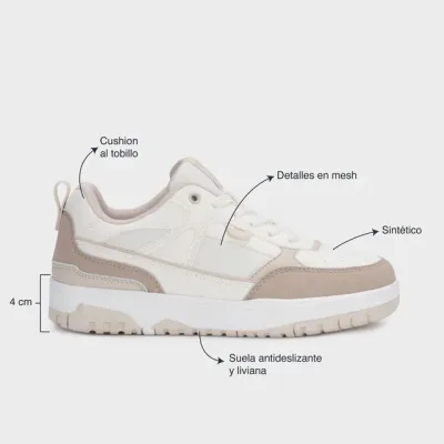 Tenis Coral Massimo Cream para dama