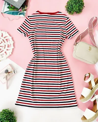 VestidoTommy Hilfiger para dama diseño a rayas multicolor