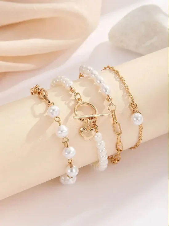 Set de 4 pulseras para dama de fantasia