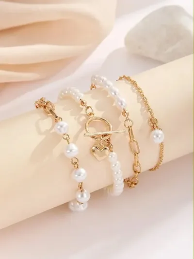 Set de 4 pulseras para dama de fantasia