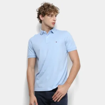 Camiseta Tommy Hilfiger Slim Fit para caballero color celeste