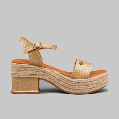 Sandalias para dama Primise Ibiza gold pu