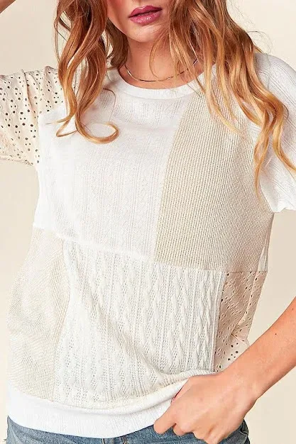 Blusa para dama color blanco y beige