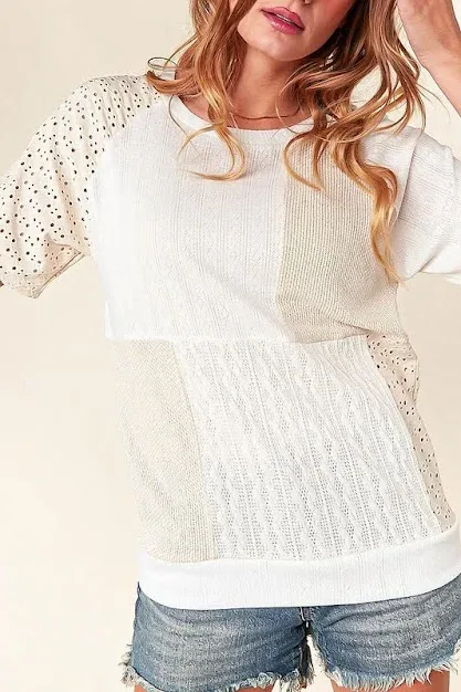Blusa para dama color blanco y beige