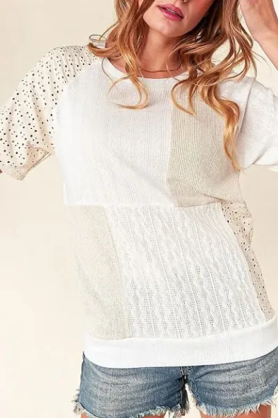 Blusa para dama color blanco y beige