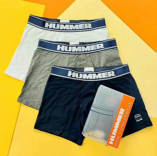 Set de boxer Hummer para caballero color gris, blanco y azul