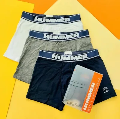 Set de boxer Hummer para caballero color gris, blanco y azul