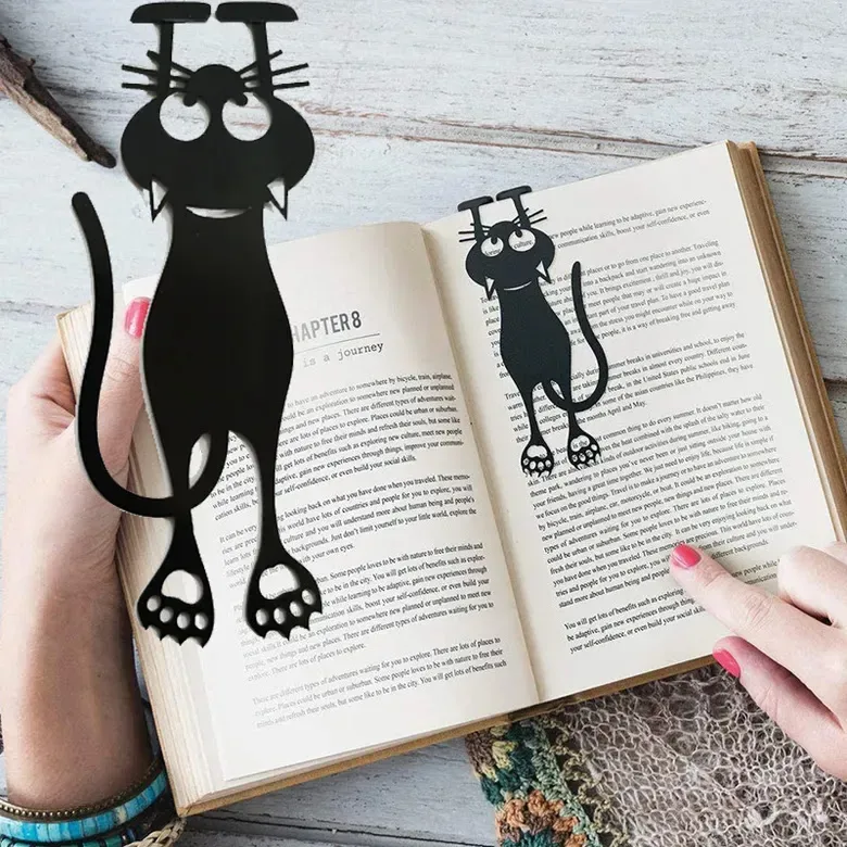Separador de libro con diseño de gato