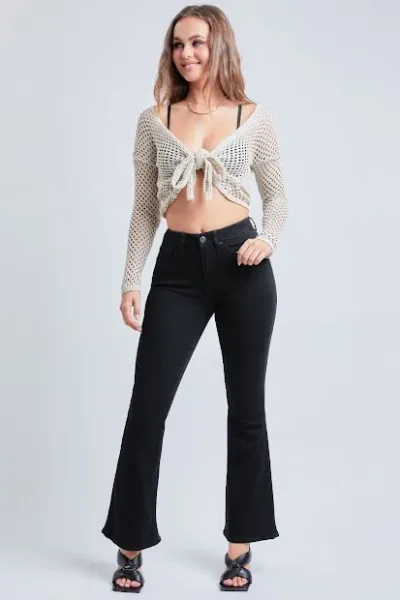 Jeans para Dama color Negro tipo campana, high Rise Flare.
