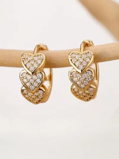 Argollas cobre diseño de corazón #COLOR DORADO