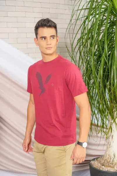 Camiseta American Eagle para caballero color vino