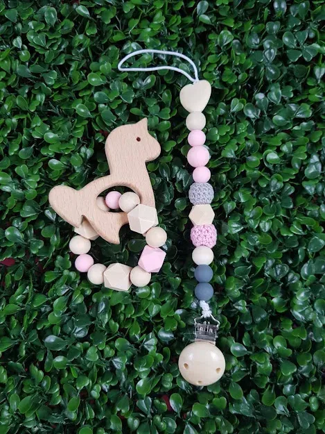 Estimuladores de encías para niña color beige y rosa