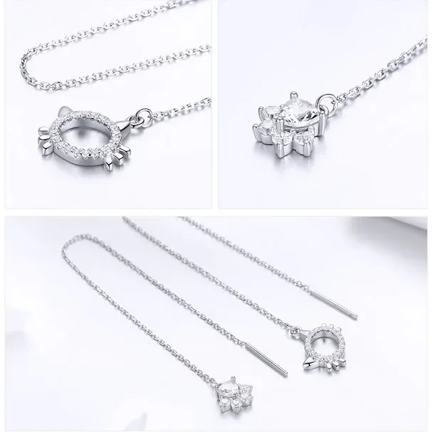 Par de aretes de plata 925 para dama diseño gato