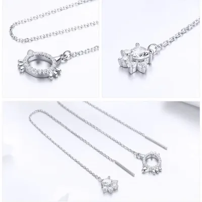 Par de aretes de plata 925 para dama diseño gato