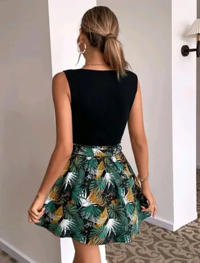 Conjunto para dama estampado tropical
