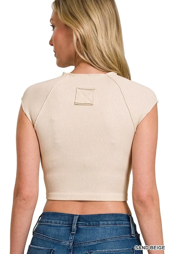 Crop top color beige para Dama