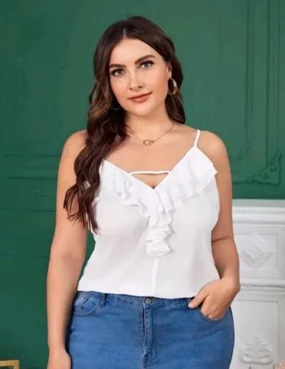 Blusa plus para dama color blanca