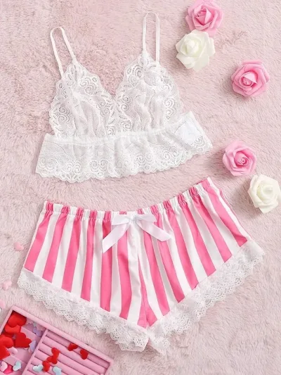 Pijama para dama color rosado de satén