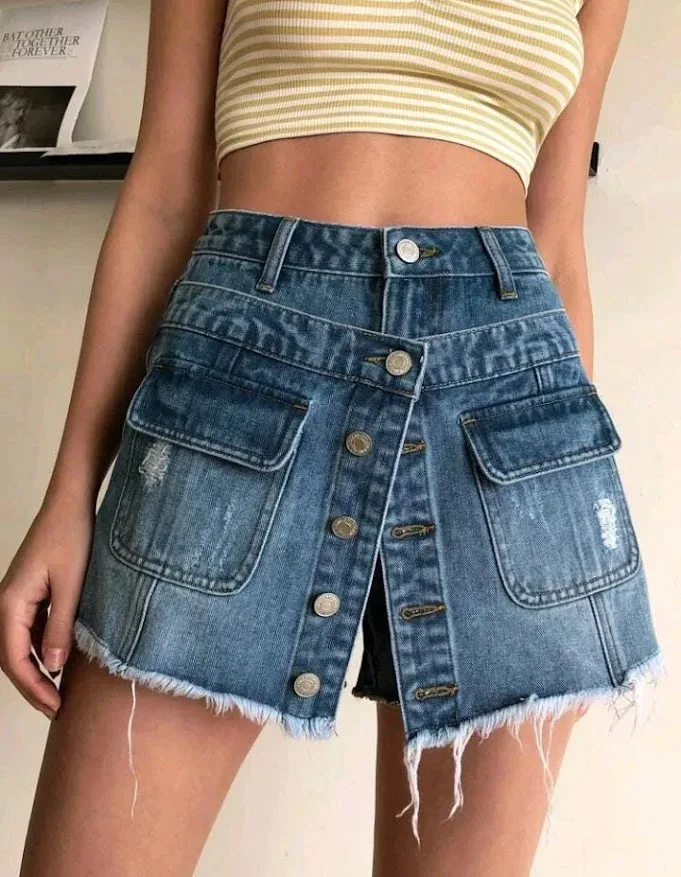 Short enagua  para dama color azul mezclilla