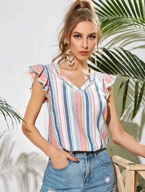 Blusa para dama de rayas multicolor