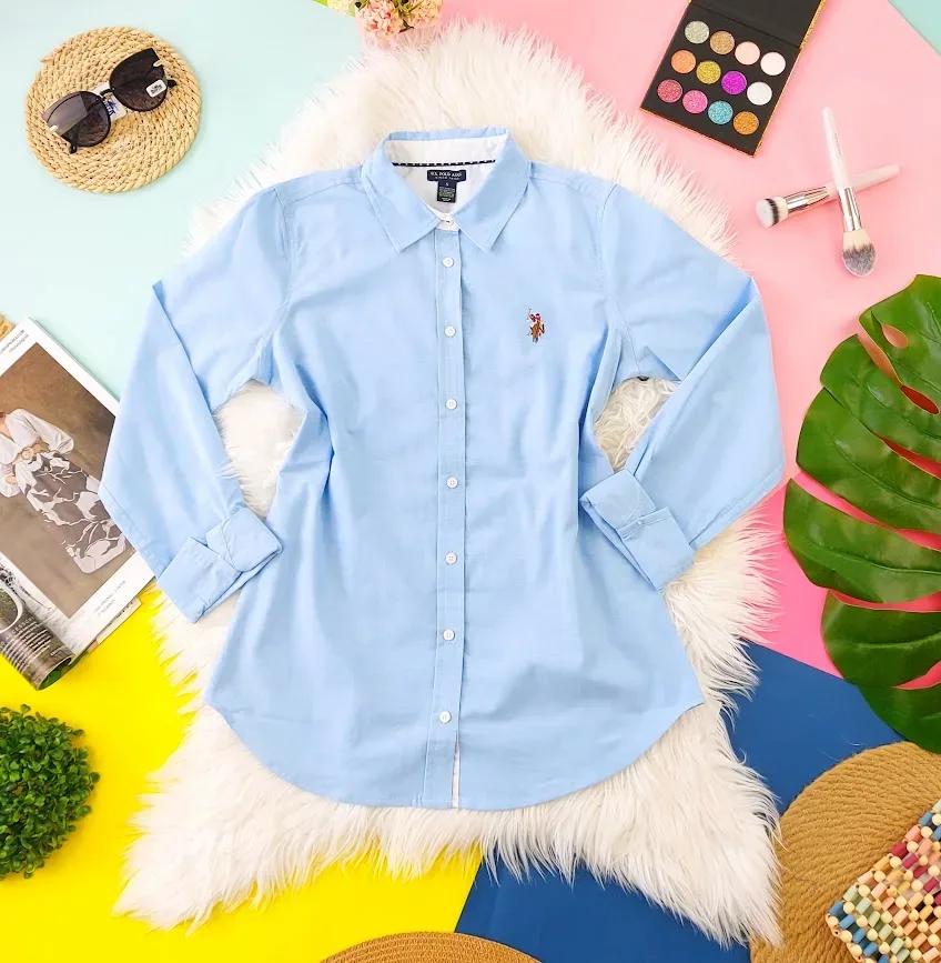 Camisa US Polo para dama color celeste