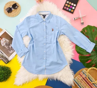 Camisa US Polo para dama color celeste