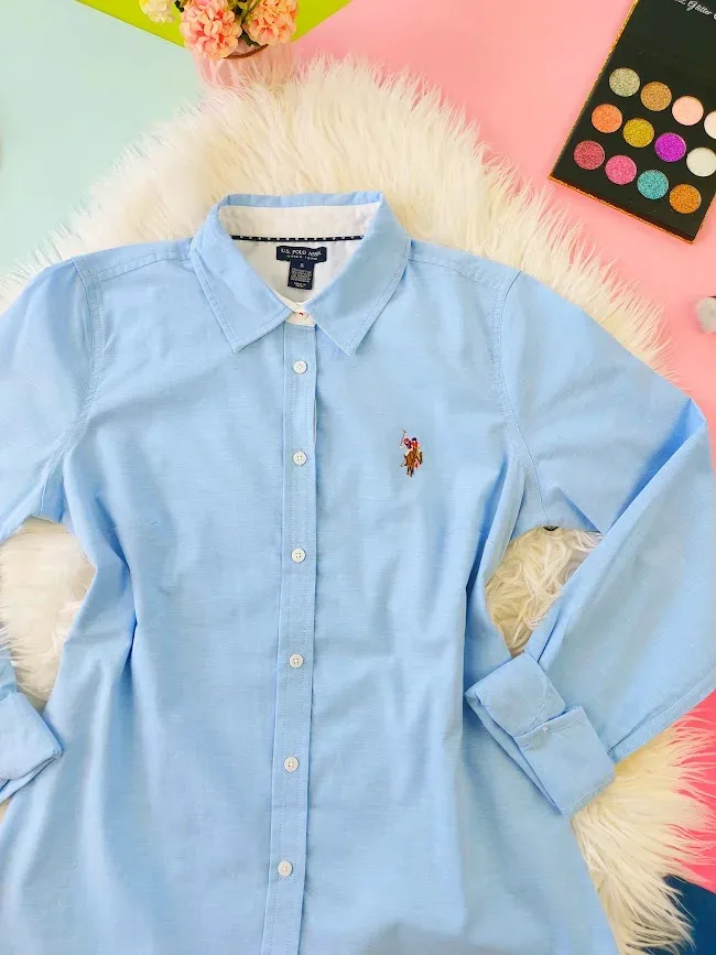 Camisa US Polo para dama color celeste