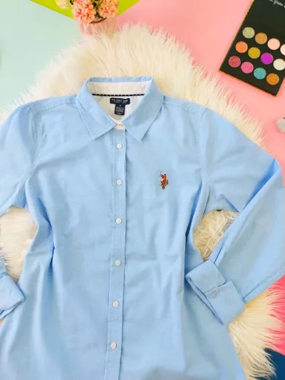 Camisa US Polo para dama color celeste